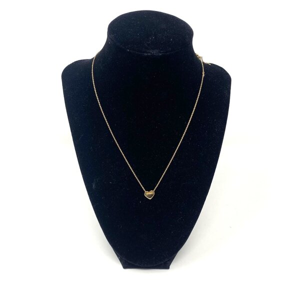 Stella & Dot Gold Heart Charm Necklace 925 Gold Plated Delicate Feminine - Picture 4 of 12